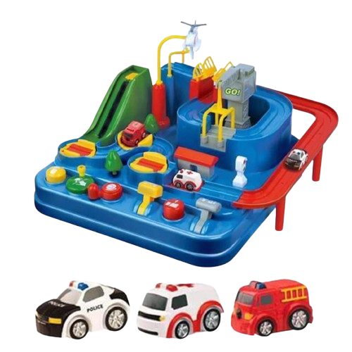 Mechanical adventure rescue game kids play plastic car track toy