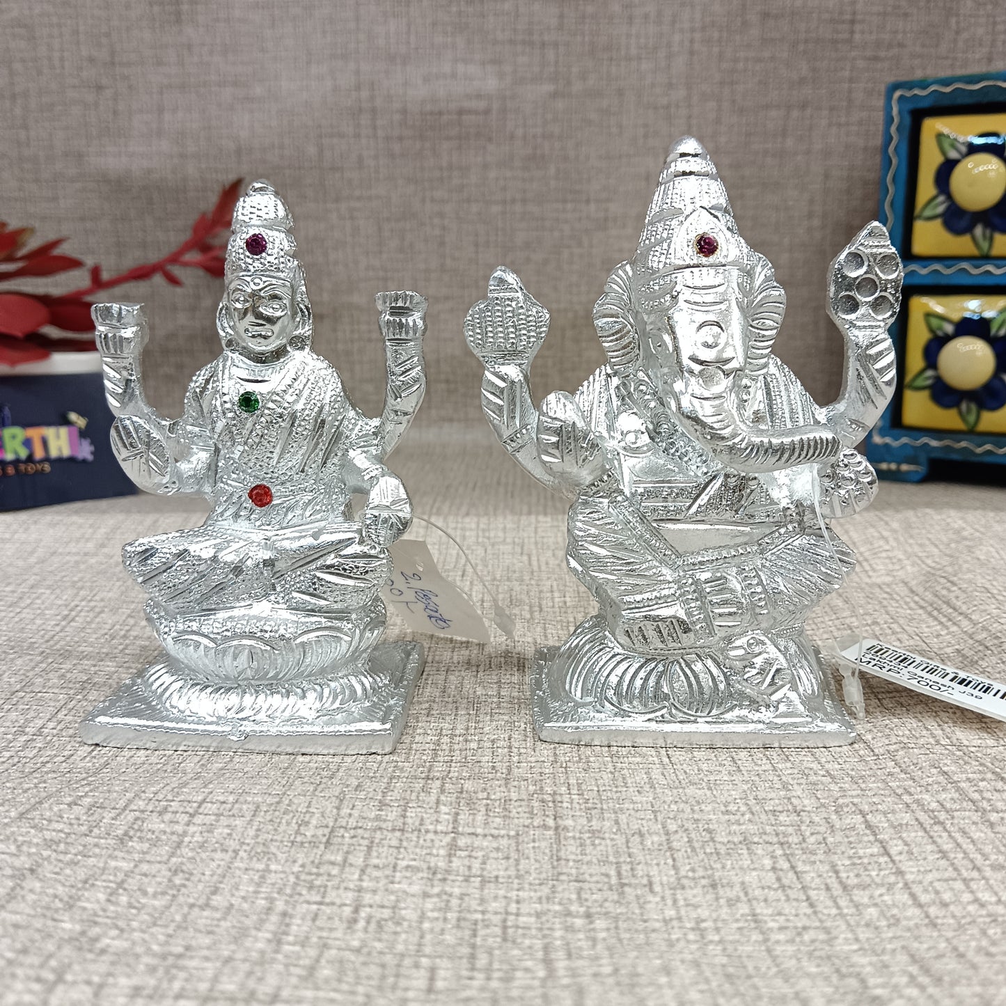 Lakhmi Ganesh 2 piece set German silver idols