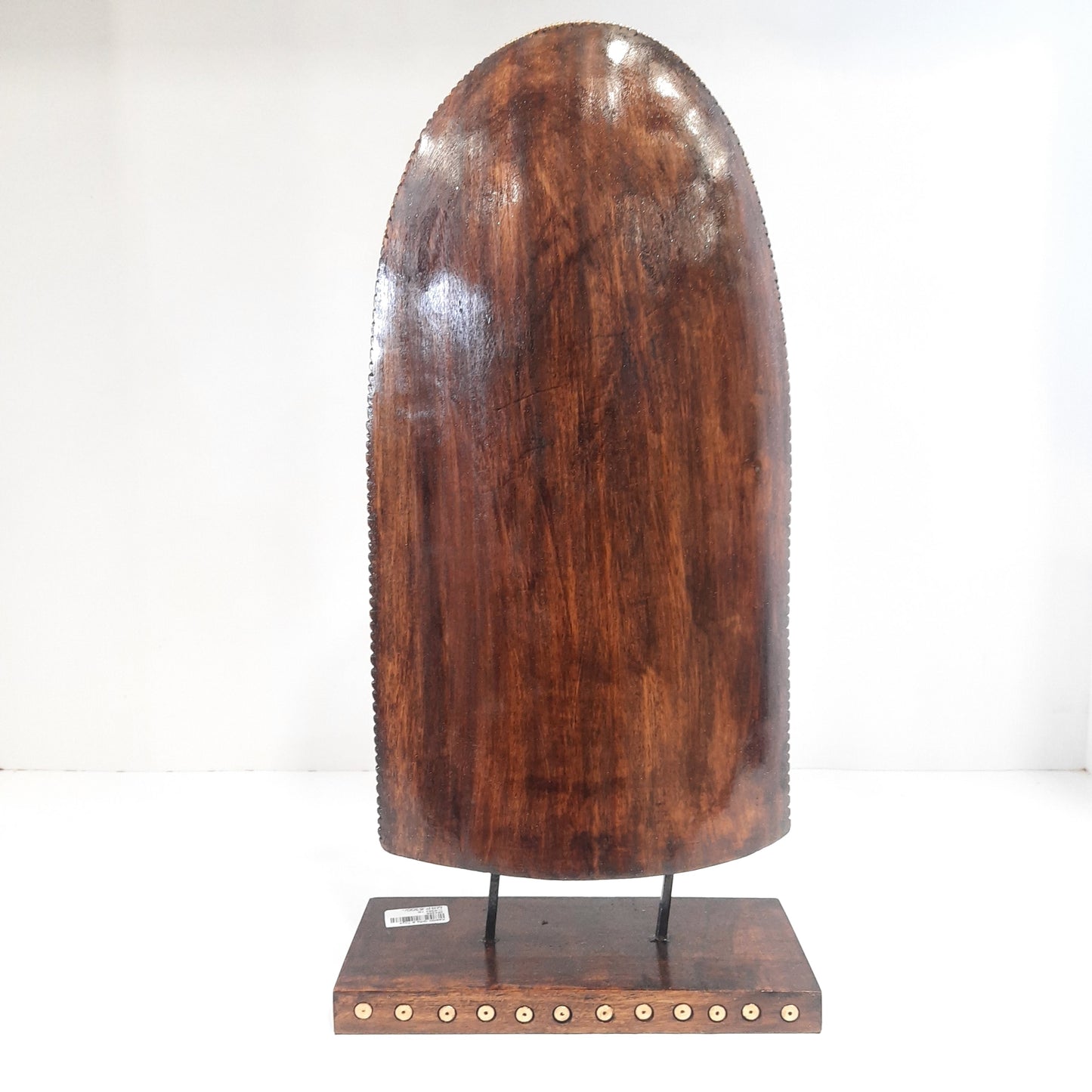 Wooden Gautam Buddha Carved in Rock W/Base & Glass