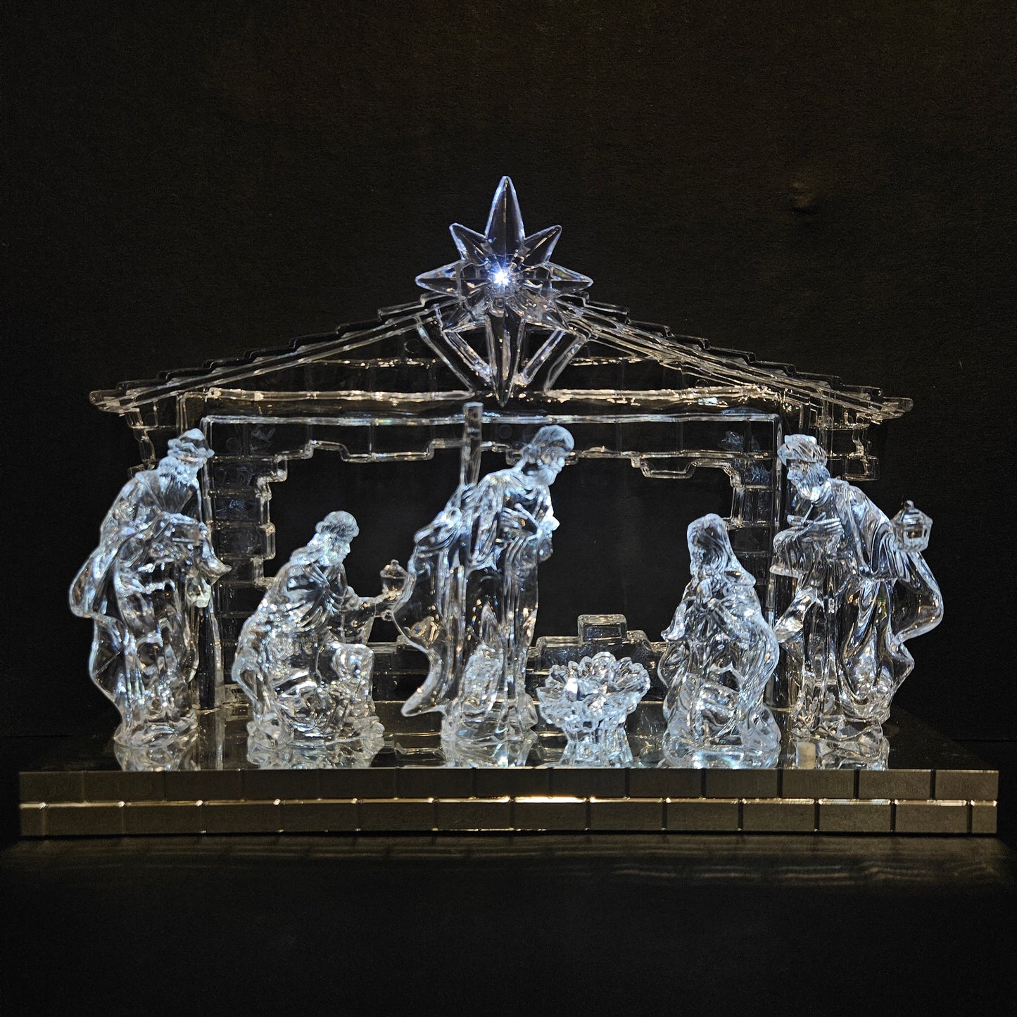 Acrylic Christmas Musical and Light Up Nativity Scene Statue