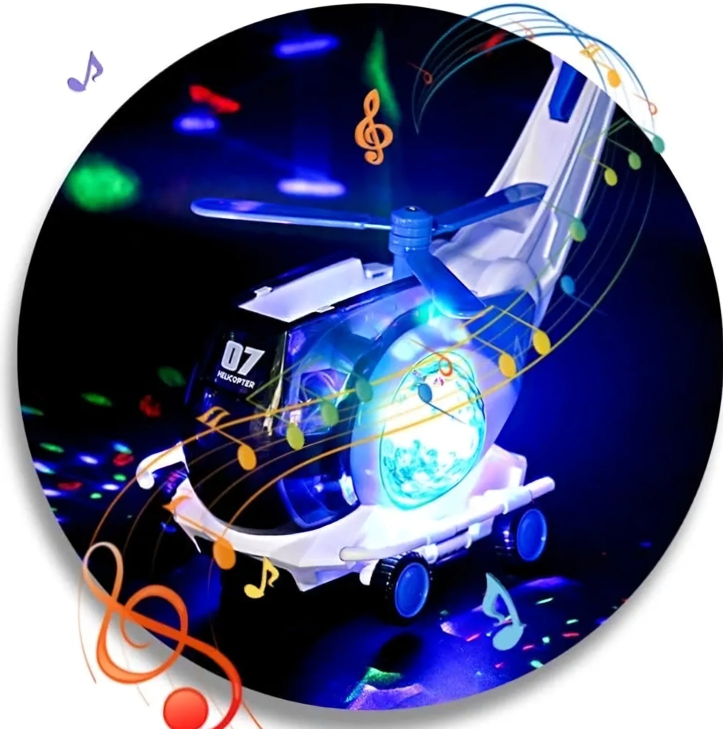 Kids Electric Helicopter 360 Degree Rotating Drive Lights Music Ideal for Toddlers Learning to Crawl Multicolor