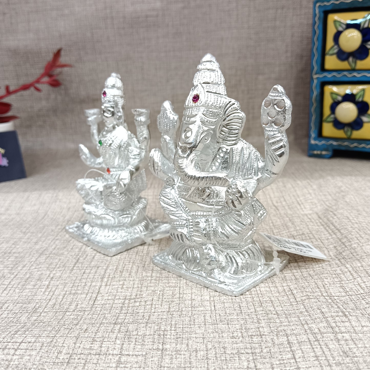 Lakhmi Ganesh 2 piece set German silver idols