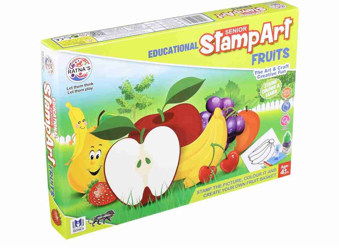 Educational Art and Craft Stamp Art Fruit Small with 6 Different Fruit Stamps for Kids Ages 3