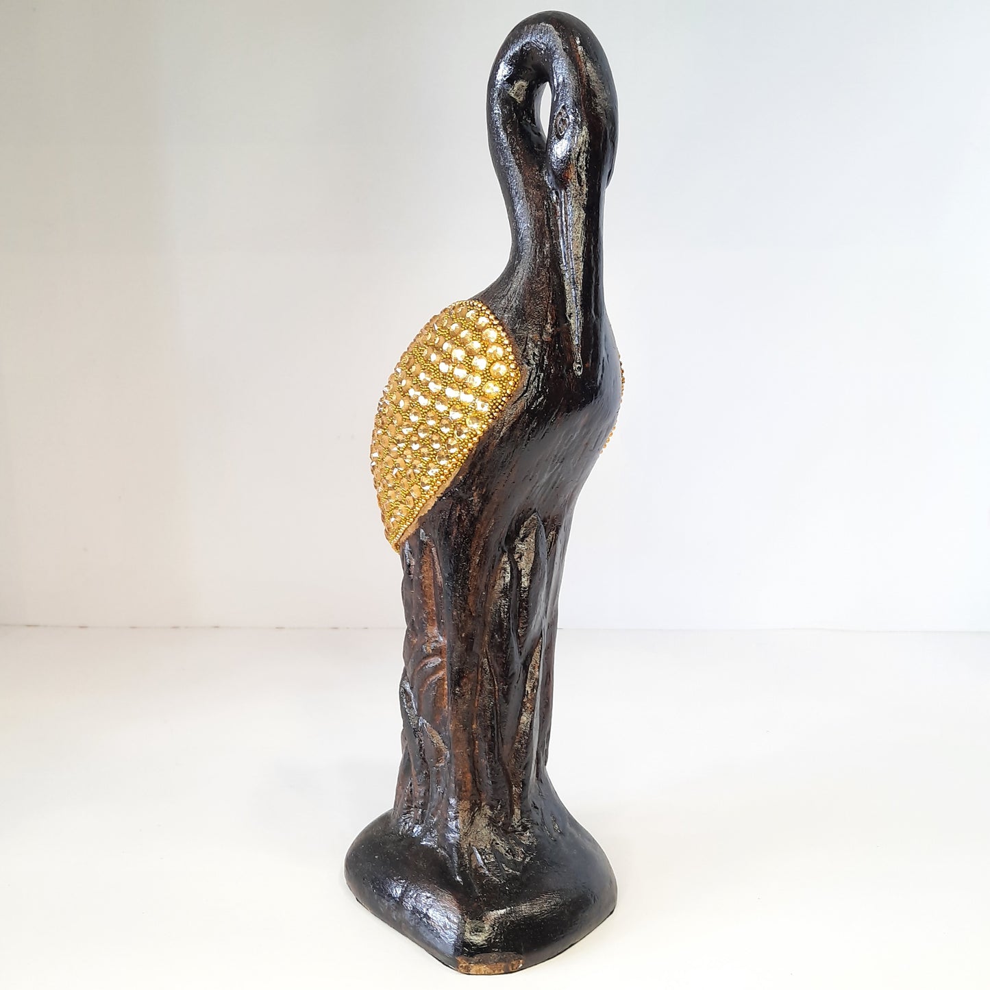 Paper Machie Swan Neck Down Wood Gold Chitton Wood Golden Bronze Tex
