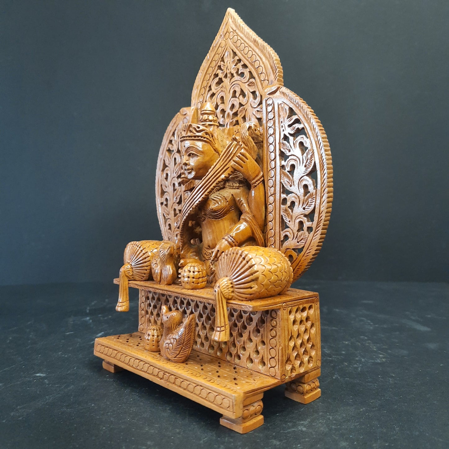 Wooden God Figure on Box Jali W/Om-Laxmi