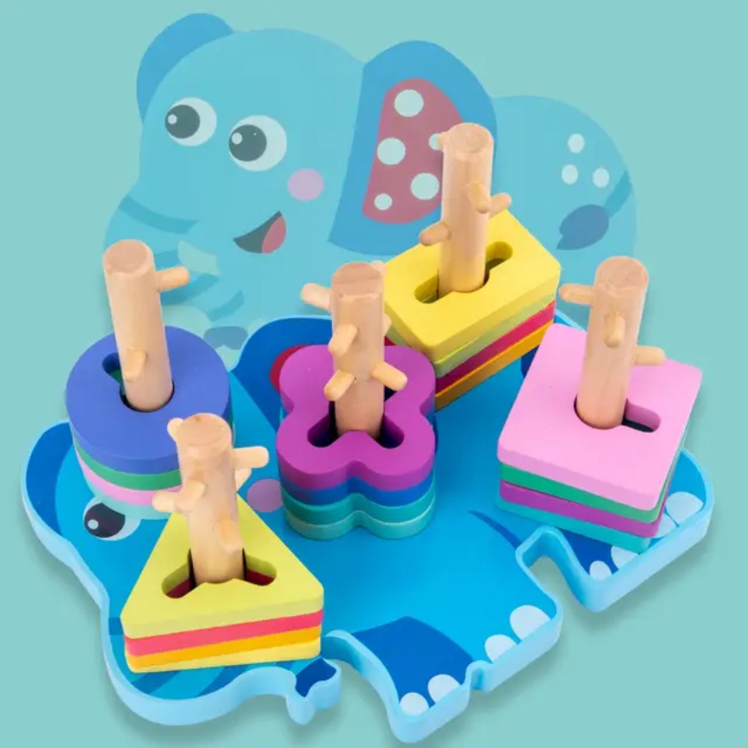 Preschool early learning geometric sorter game design blocks wooden stacking toys For kids