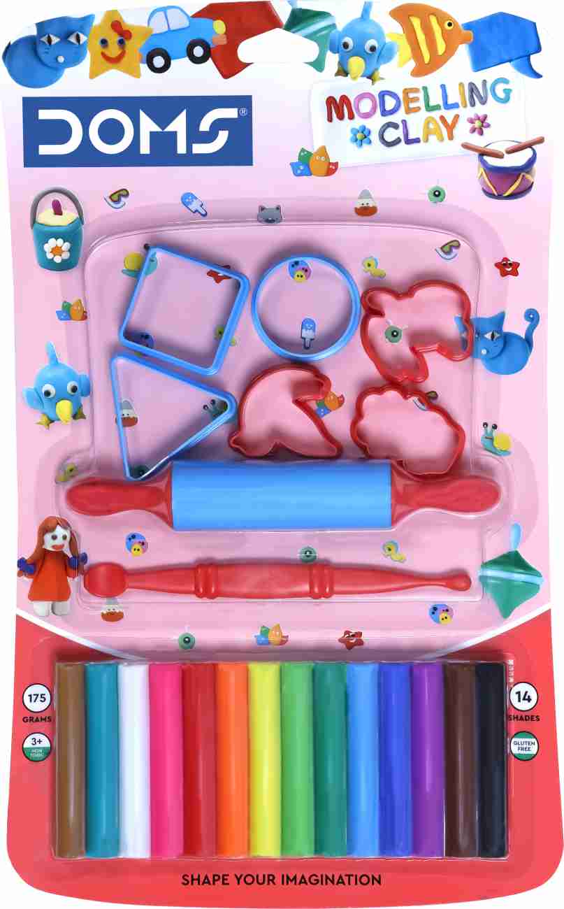 Doms Modelling Clay is a set designed for creative activities, featuring 14 shades
