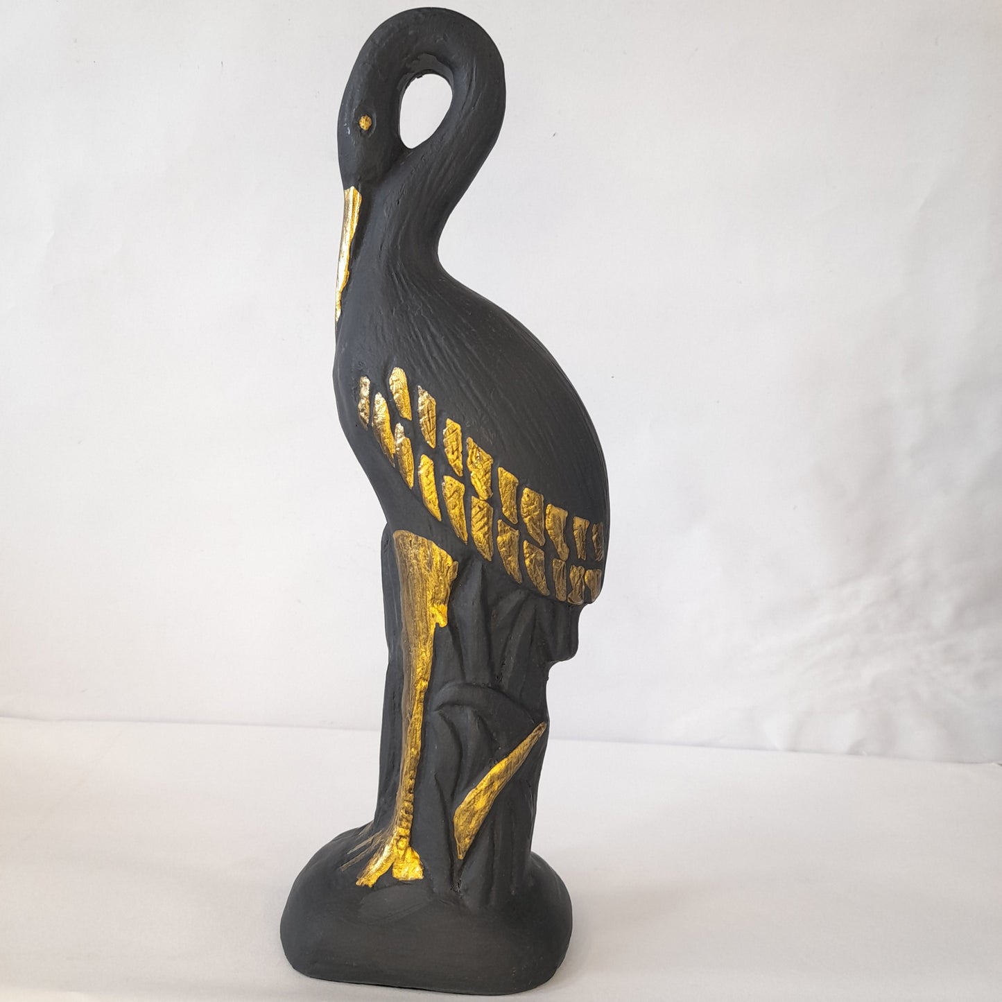 Paper Machie Swan Wood Black Gold Finish