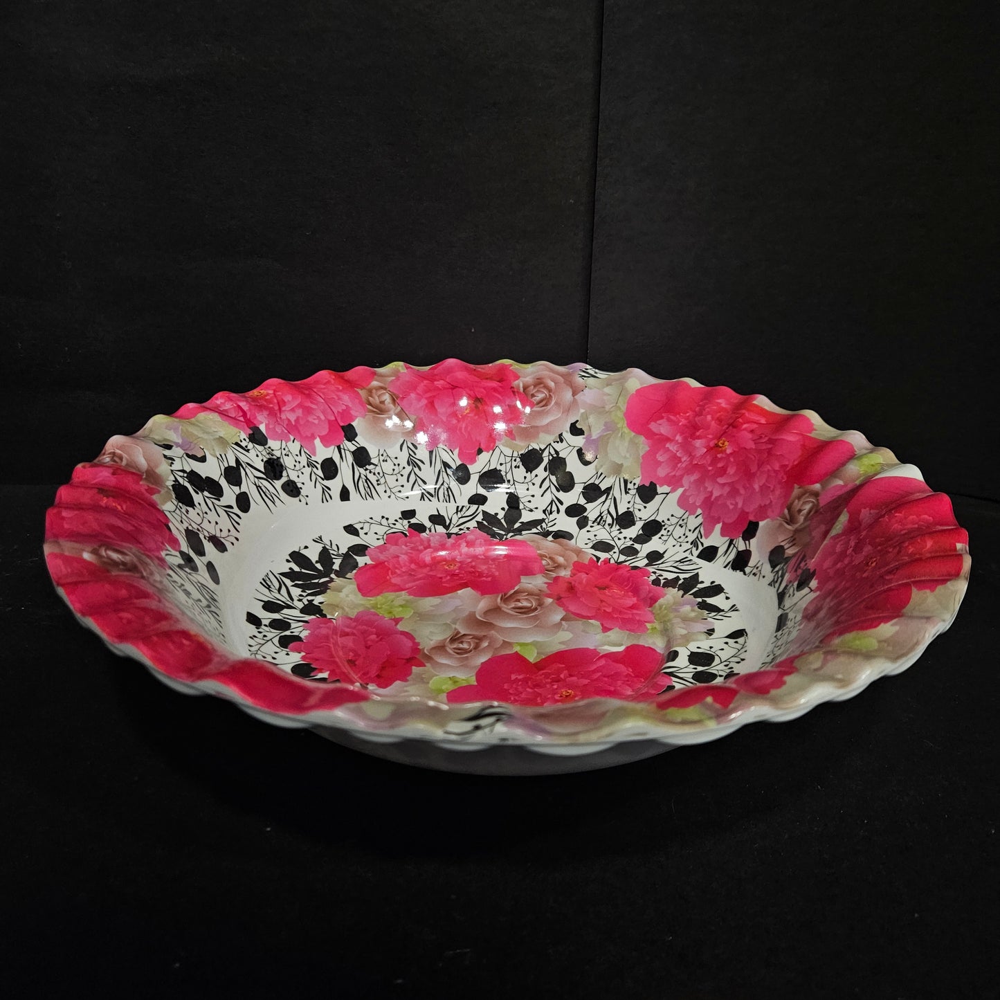 Melamine Glossy Finish Flowers Designer Serving Platter for Dining table Food Serving platter