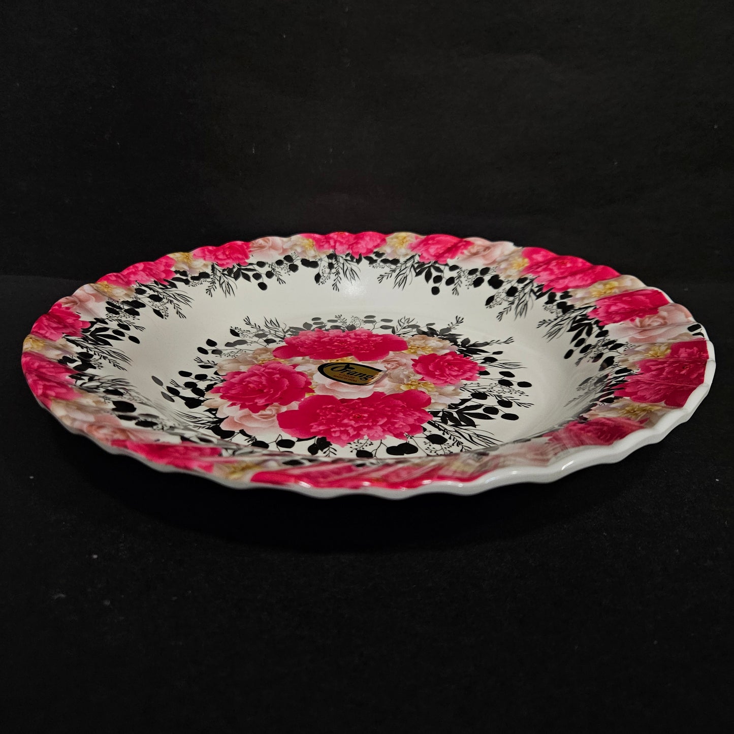 Melamine Glossy Finish Flowers Designer Serving Platter for Dining table Food Serving platter