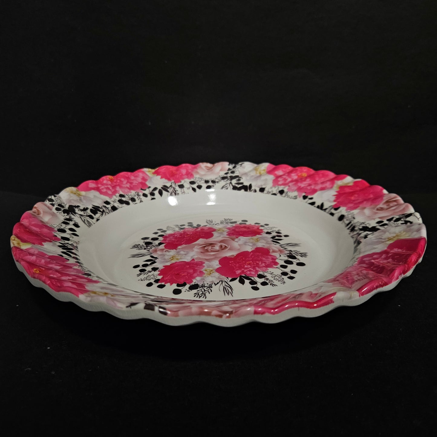 Melamine Glossy Finish Flowers Designer Serving Platter for Dining table Food Serving platter