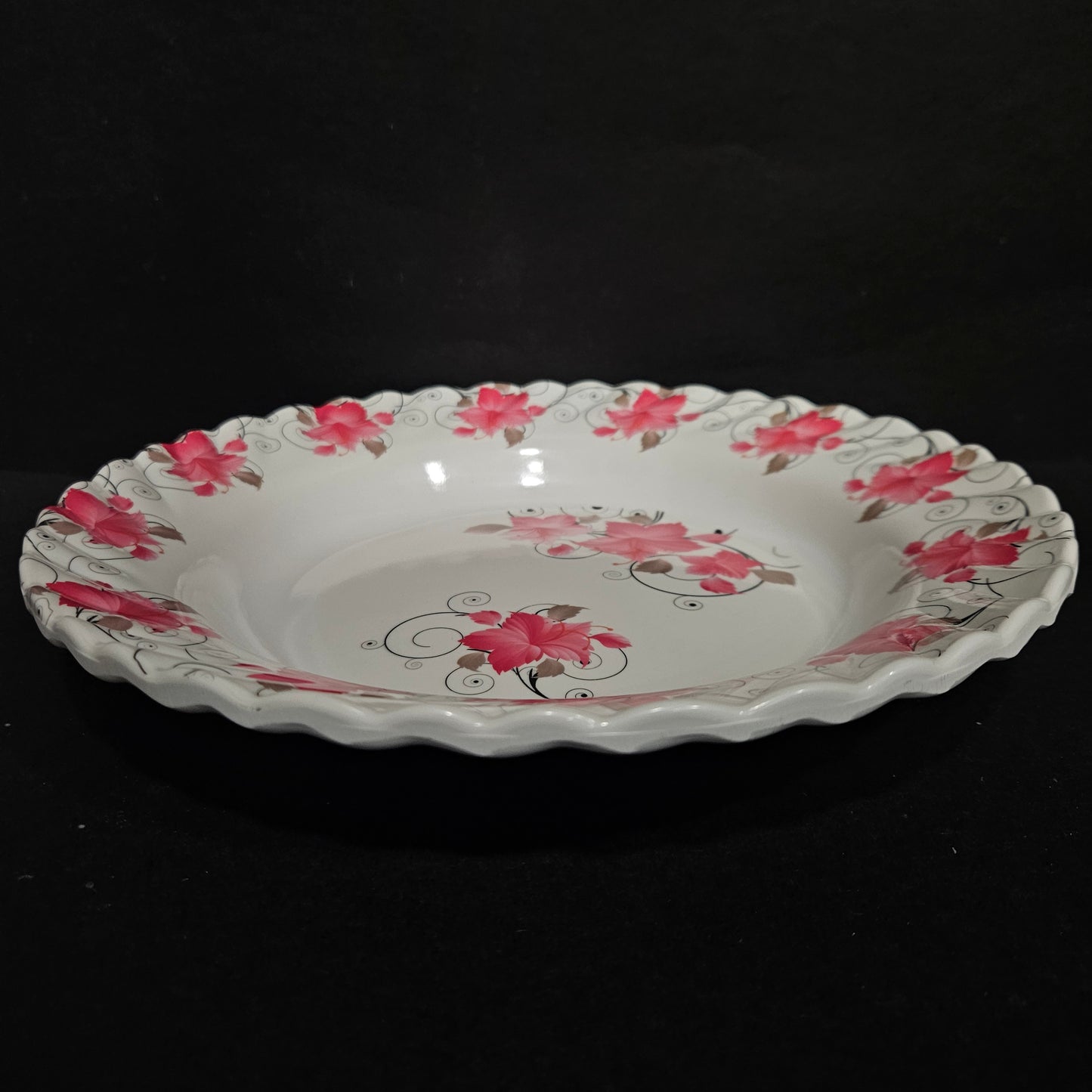 Melamine Glossy Finish Flowers Designer Serving Platter for Dining table Food Serving platter