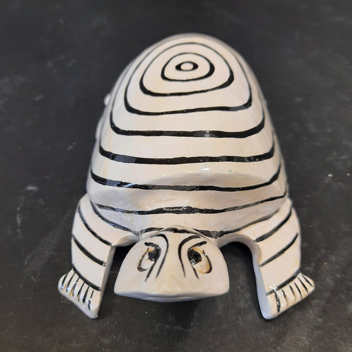 Wooden Turtle Spiral Black & White Paint