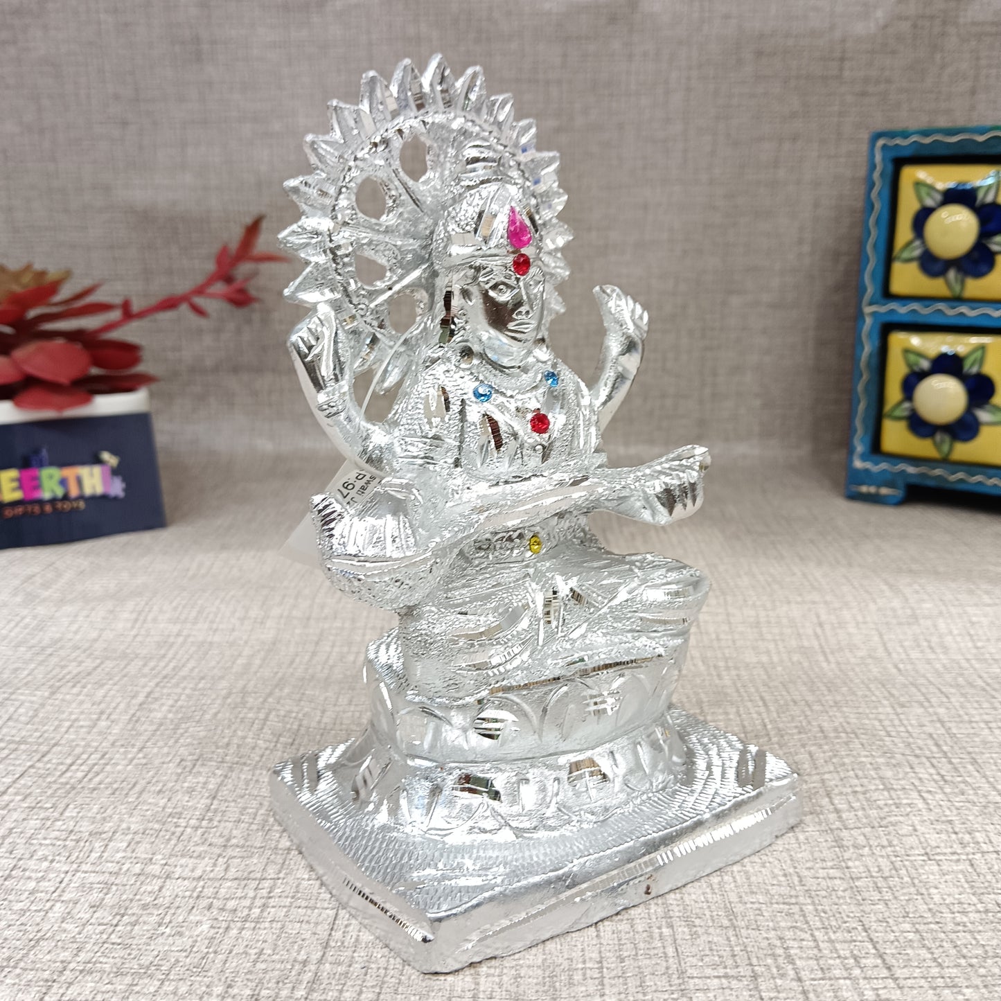 Saraswati Devi German silver idol