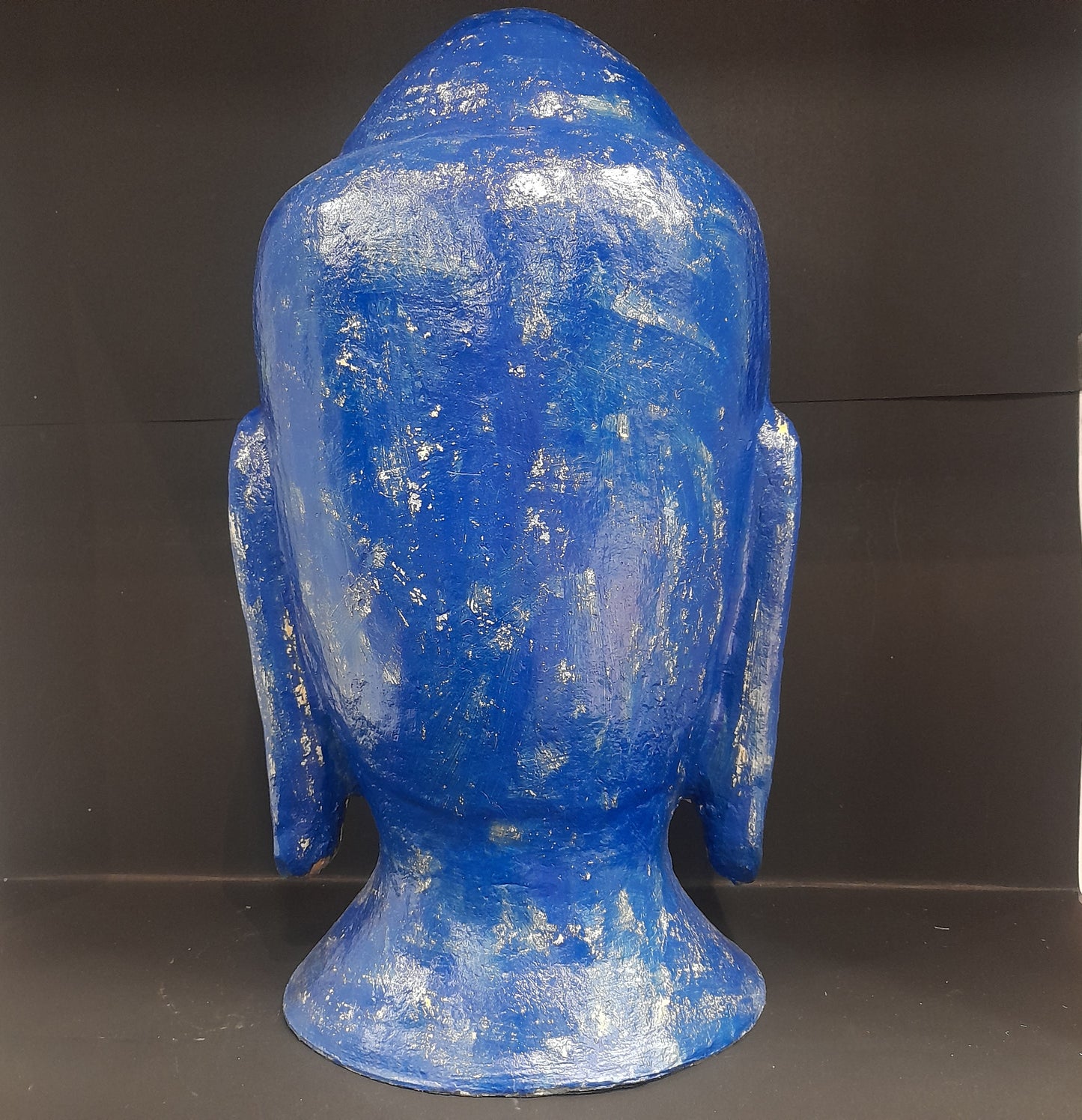 Paper Machie Gautam Buddha Head With Blue Gold Finish