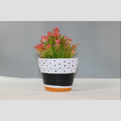 Terracota Ceramic Pot/Planter Without Plant Black Dots Printed for Garden Indoor Home & Outdoor