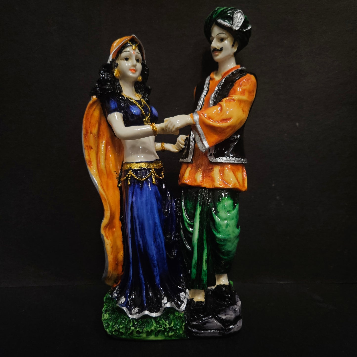 Traditional rajastani Couple standing in dancing position showpiece Figurine