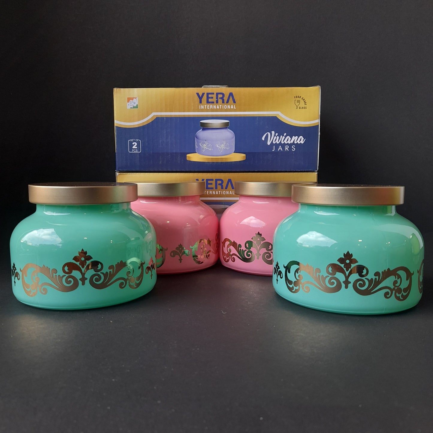Storage Jar with Metallic Lid 2pieces