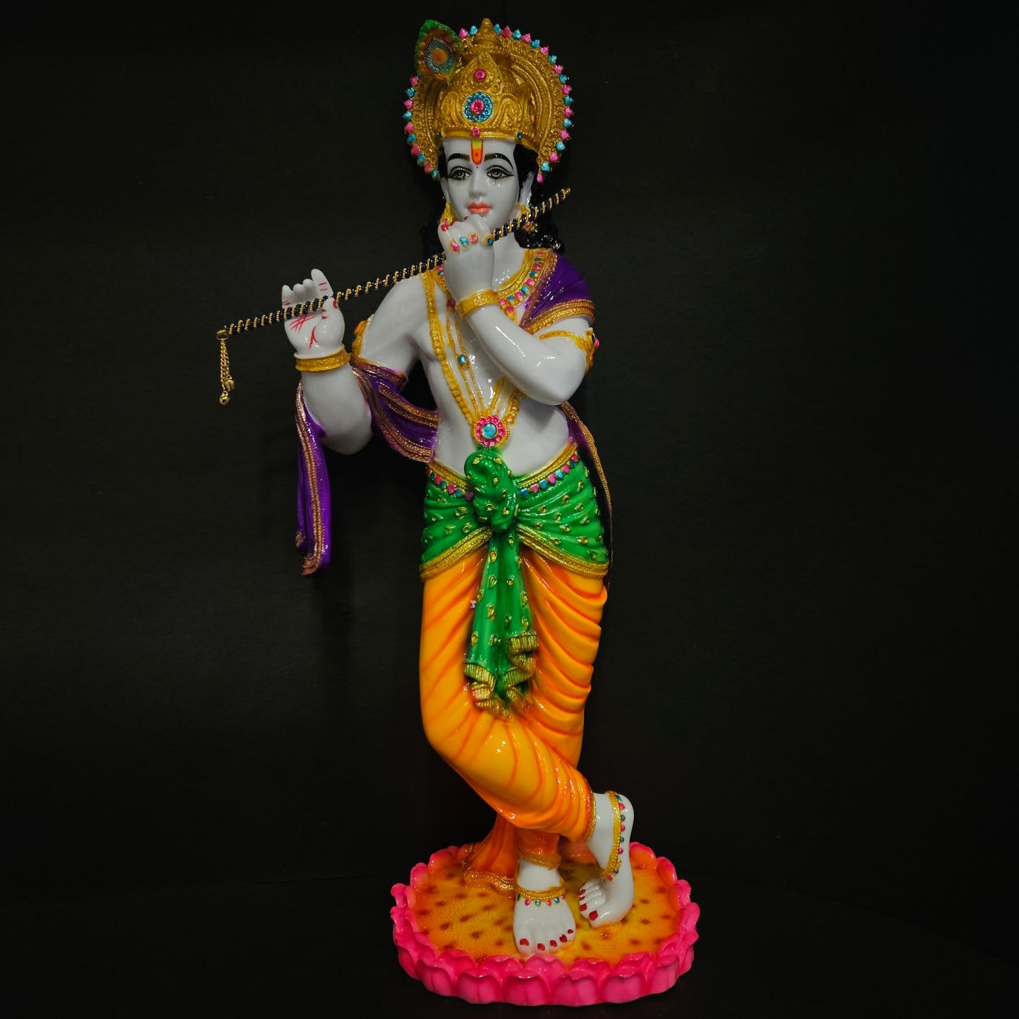 Shree Krishna Murti standing Multi Coloured Lord Krishna Idol for Gift Shree Krishna Murti Home Vastu Type Krishna Statue
