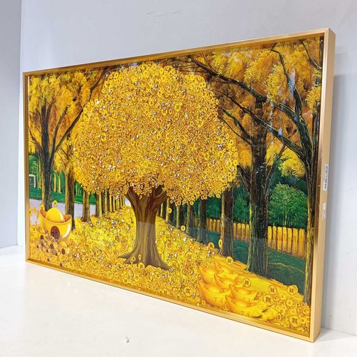 5D Diamond Painting Kit DIY for Adults&Beginners Round Full Drill Golden Tree Gem Large Size Living Room Kitchen Decorations Wall