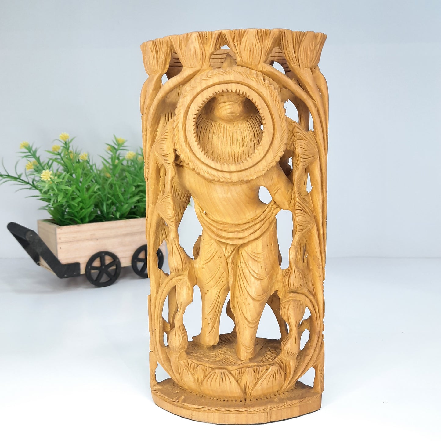 Wooden God Figure Beldaar Flower Oval