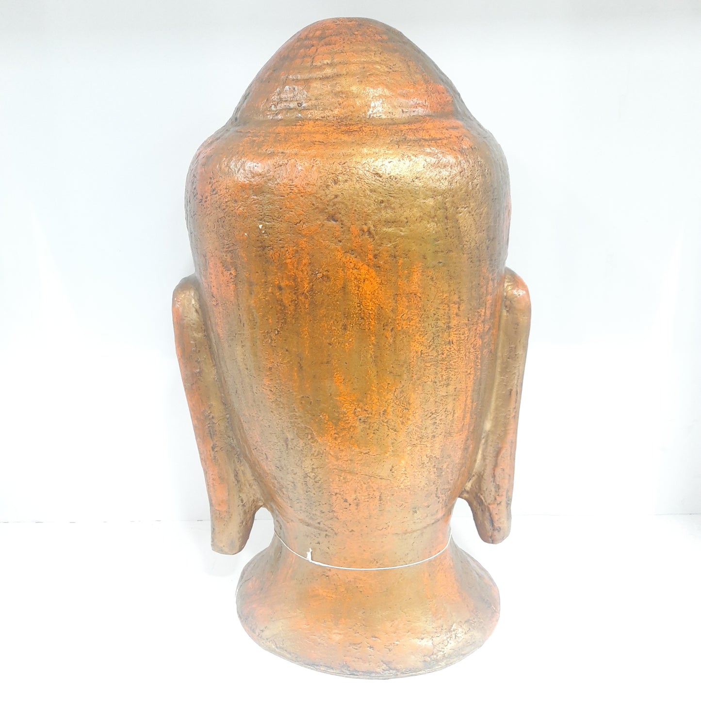 Paper Machie Gautam Buddha Head Wood Orange Golden Finish