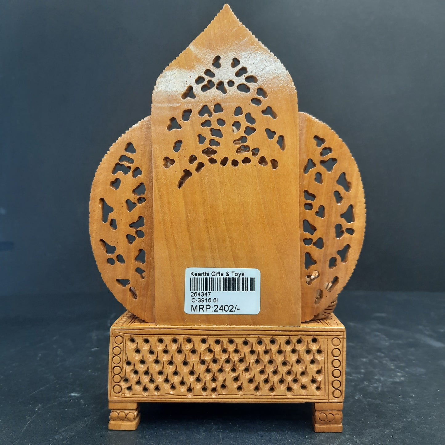 Wooden God Figure on Box Jali W/Om-Laxmi