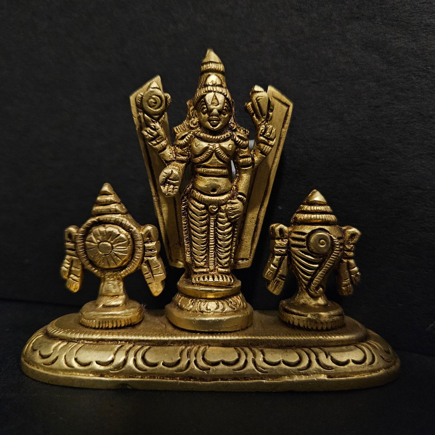 Balaji Sankh Chakra miniature brass god idol