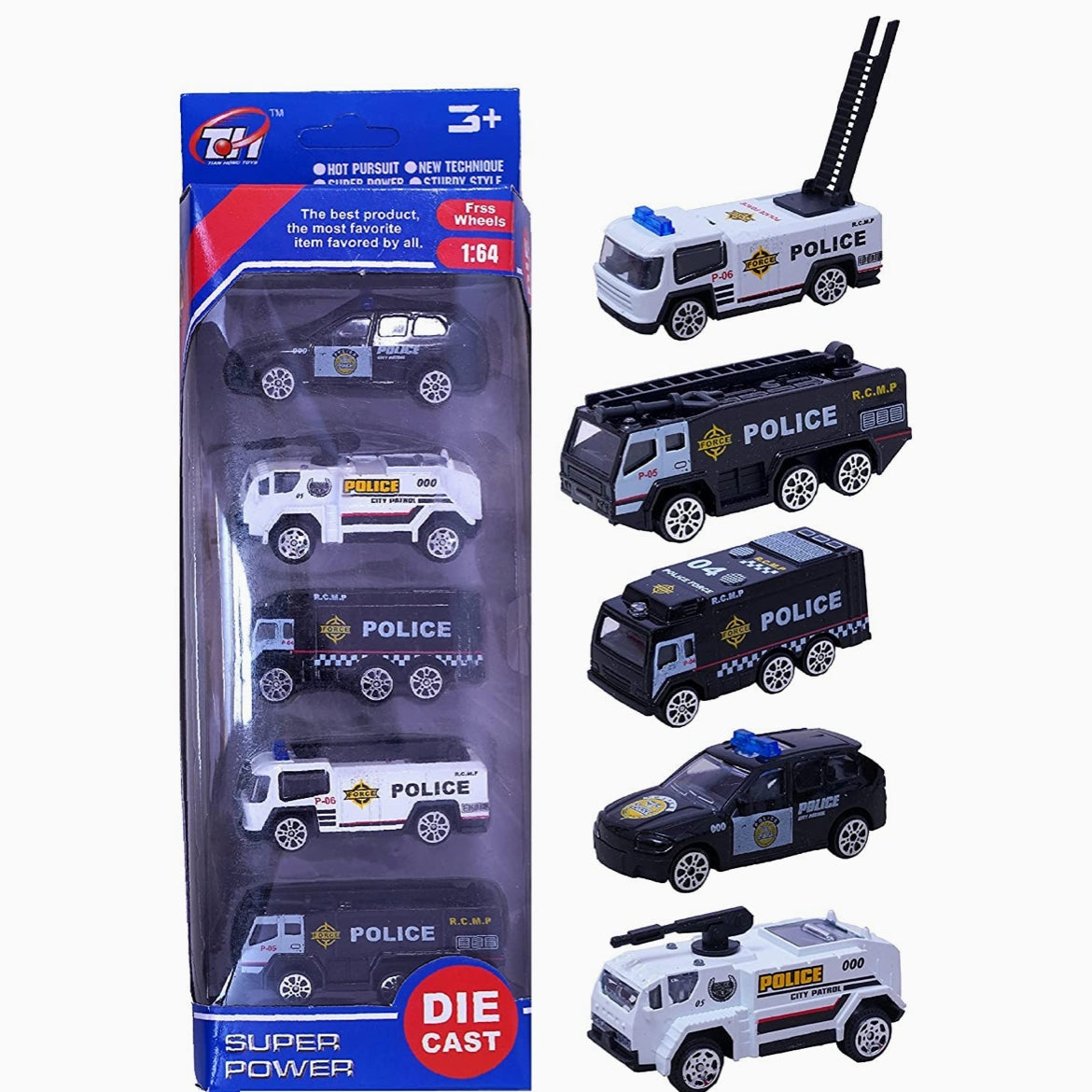 Police 5 pic Die cast car set