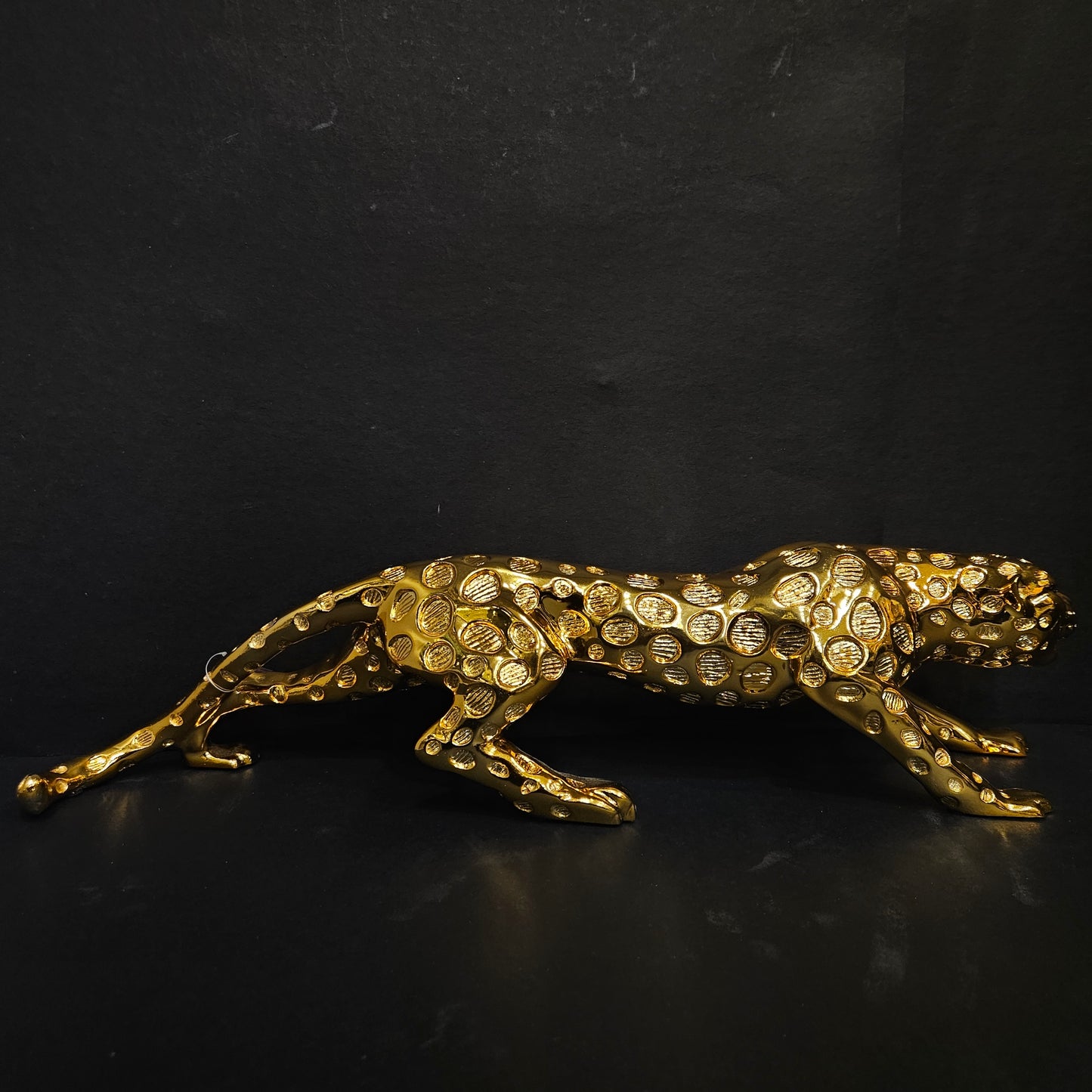 Panther Statue Golden Animal Figurines Big Animals for Home Decoration Antique Showpiece Home Decor and Gifting