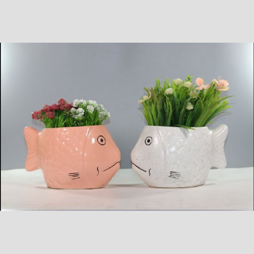 Attractive fish Shaped Ceramic Flower Pot for office desktop & home