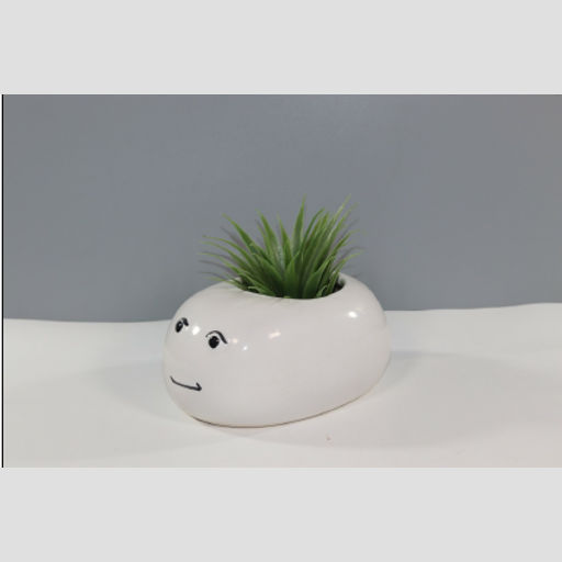 Smiley Face Printed small Ceramic plant pot for office desktops & home decoration purpose