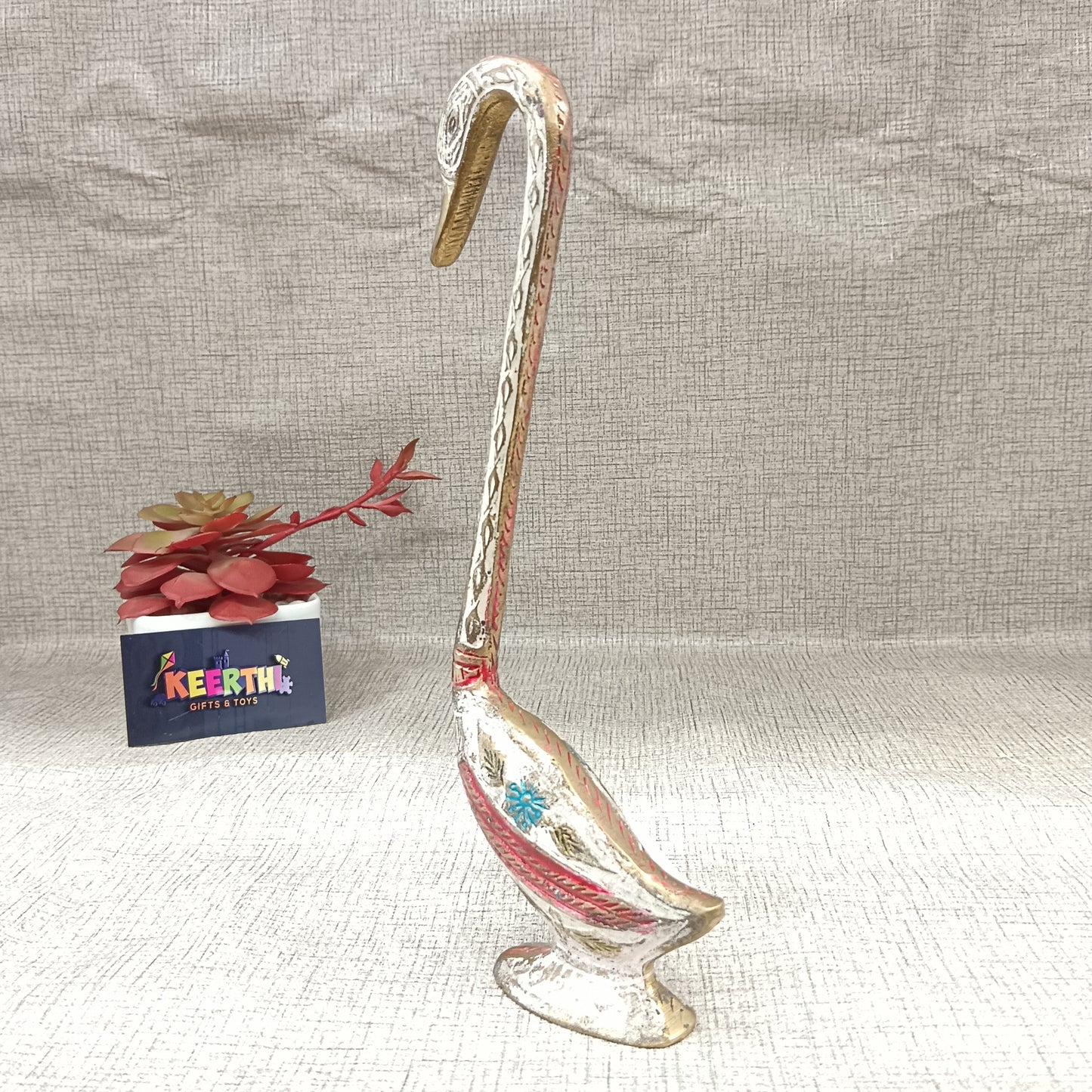 Swan Multi Colour brass show piece