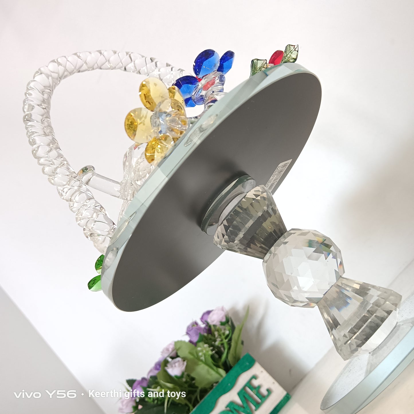 Crystal fruit Basket glass showpiece