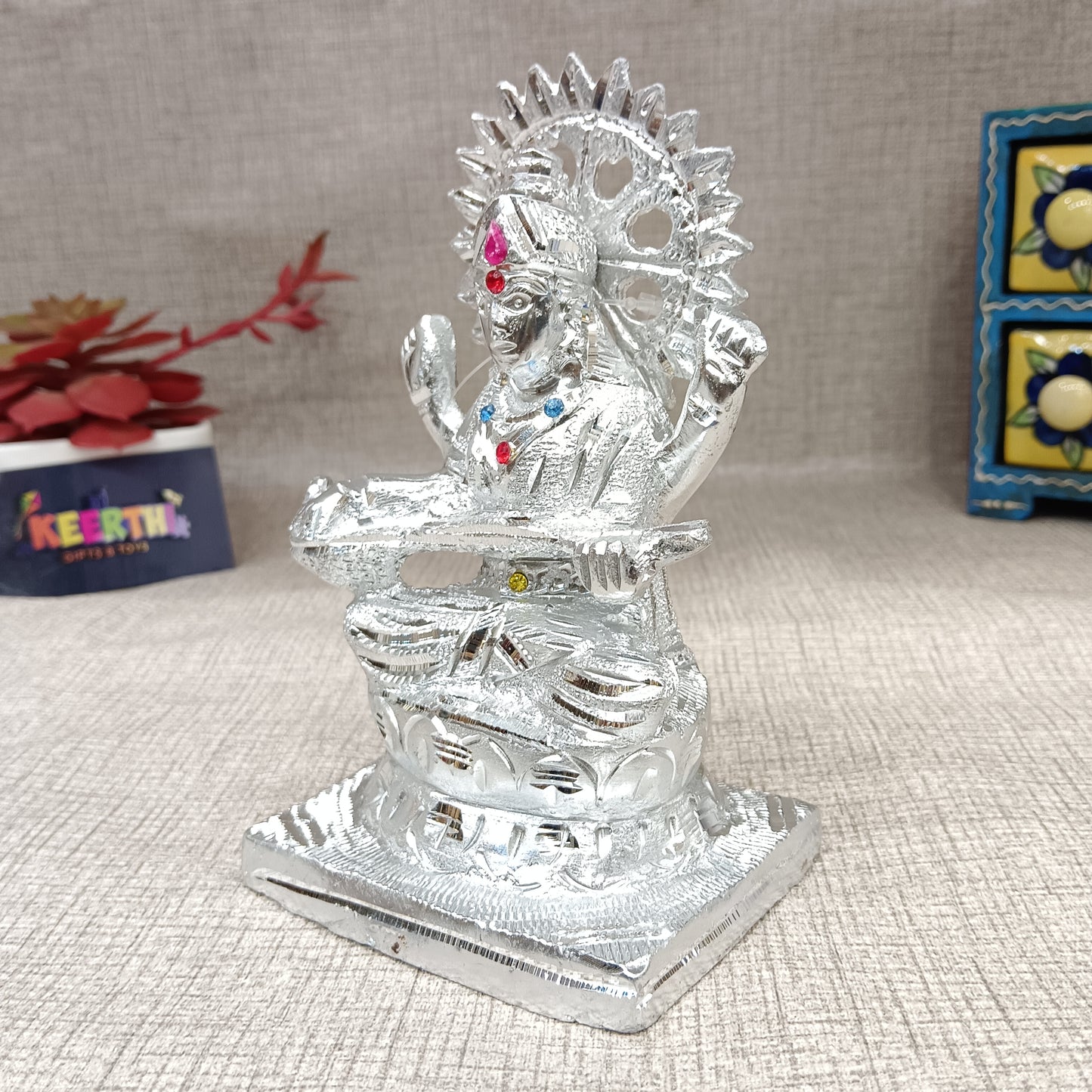 Saraswati Devi German silver idol