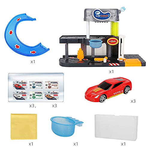 Car Wash & Parking Garage Toy Set Color Changing Race Cars