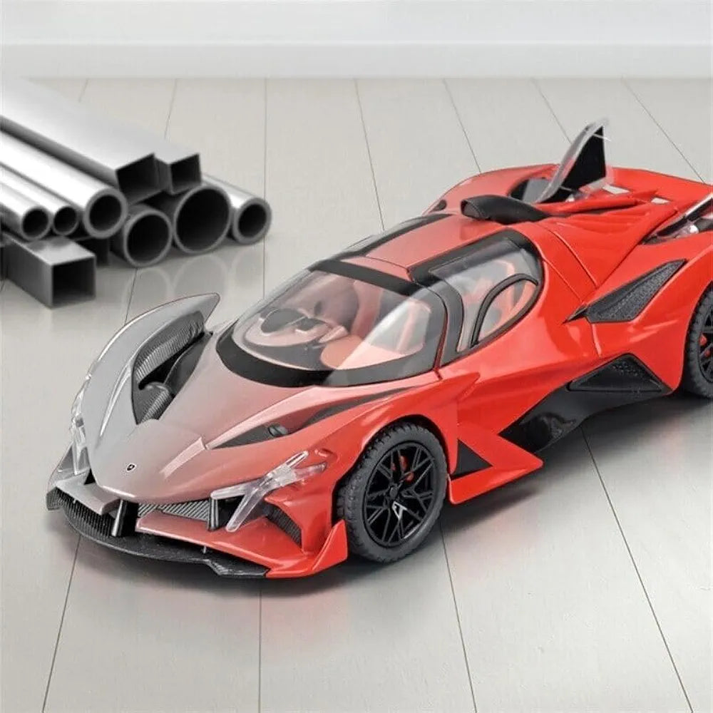 Diecast Apollo Project EVO Metal Pull Back Car with 6 Openable Doors with Sound and Light Toy Decoration Car Best Gift Toys for Kids