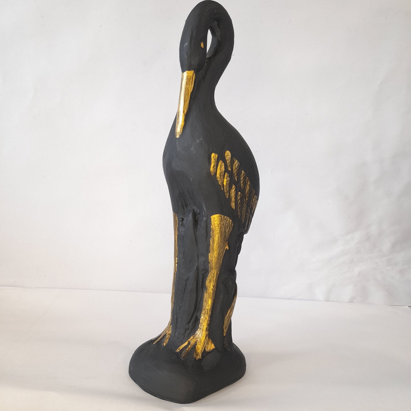Paper Machie Swan Wood Black Gold Finish