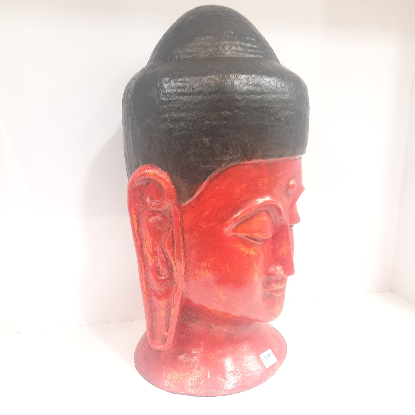 Paper Machie Gautam Buddha Head Knotted With Red or Orange Finish