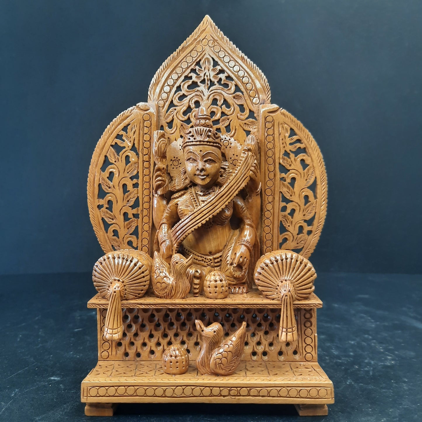 Wooden God Figure on Box Jali W/Om-Laxmi