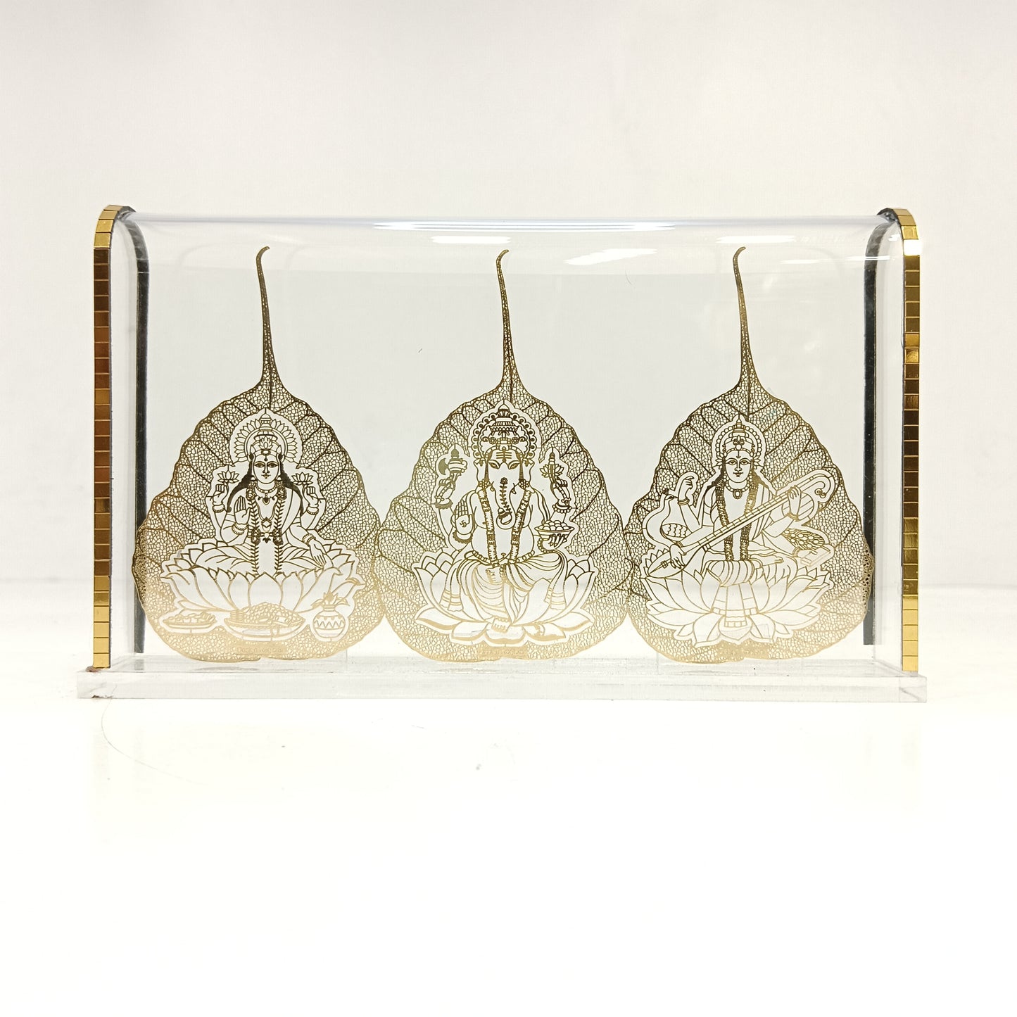Golden leaf Ganesh, Lakshmi Devi, Saraswati Devi dom item