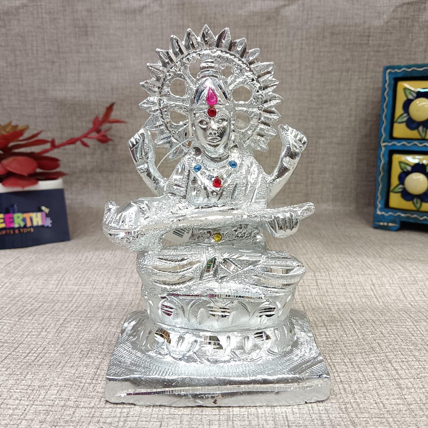 Saraswati Devi German silver idol