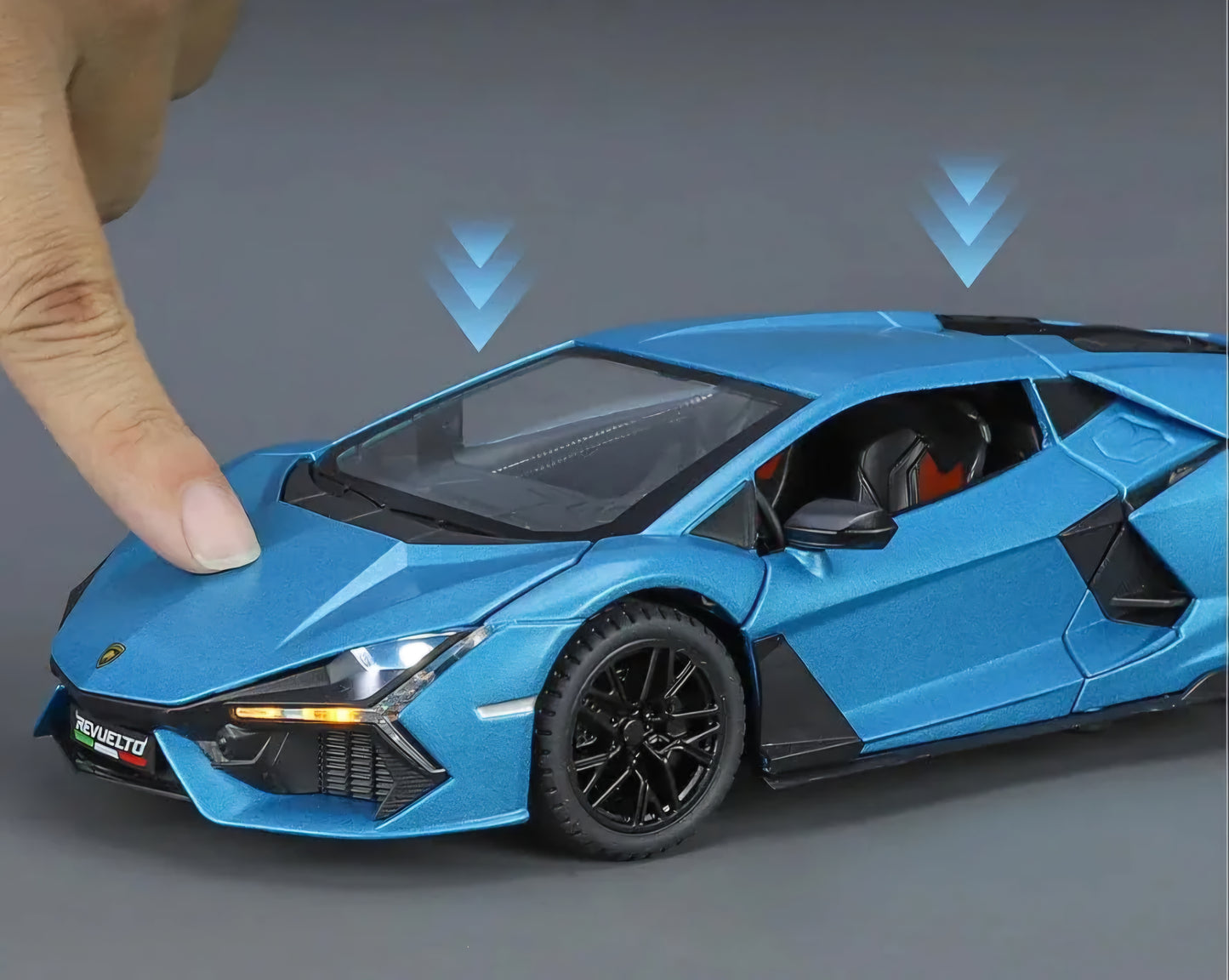 Lamborghini Revuelto Diecast Model Car Pull Back Acousto-Optic Alloy Metal Toy with Realistic Sound & Light Effects