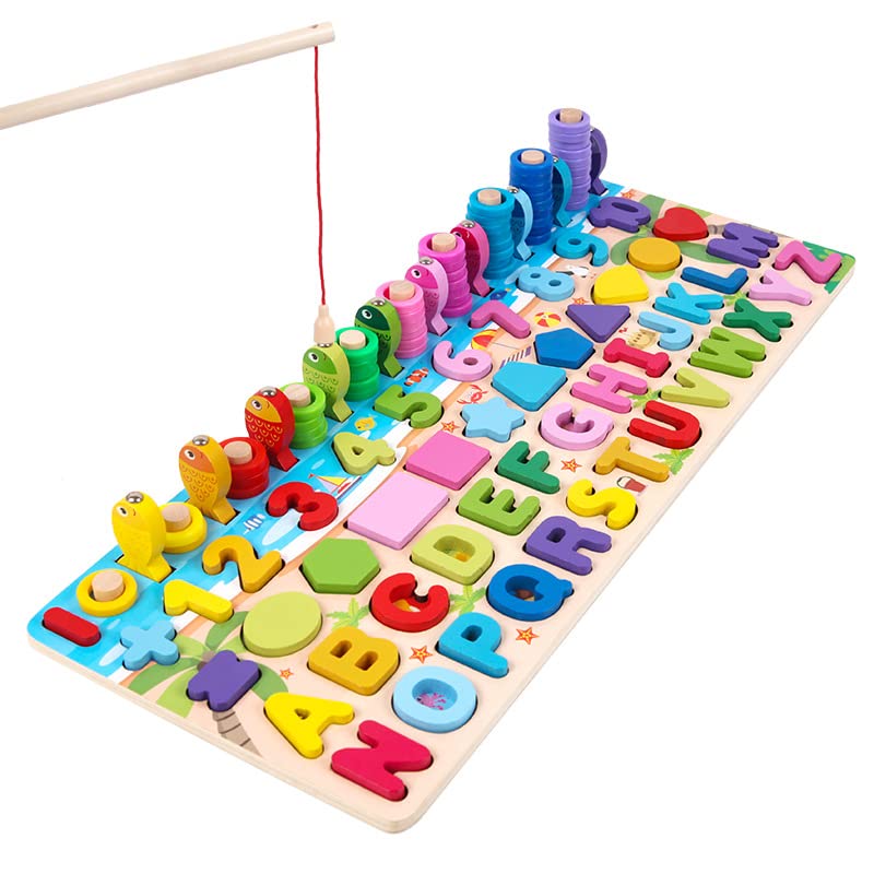6 in 1 Multi Functional Logarithmic Wooden Board For Kids Learning and Brain Development