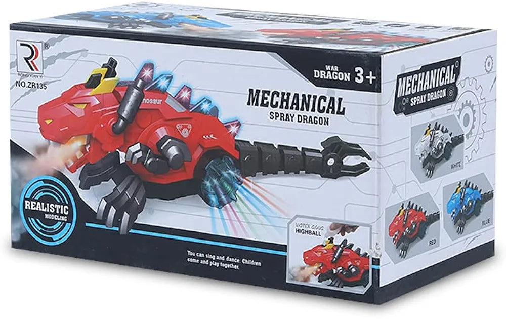 Little Laugh Realistic Design Mechanical Robotic Dragon Toy Walking Dragon Dinosaur Toy Fire Breathing Water Spray Mist with Red Light Function and Realistic Sound Assorted Color