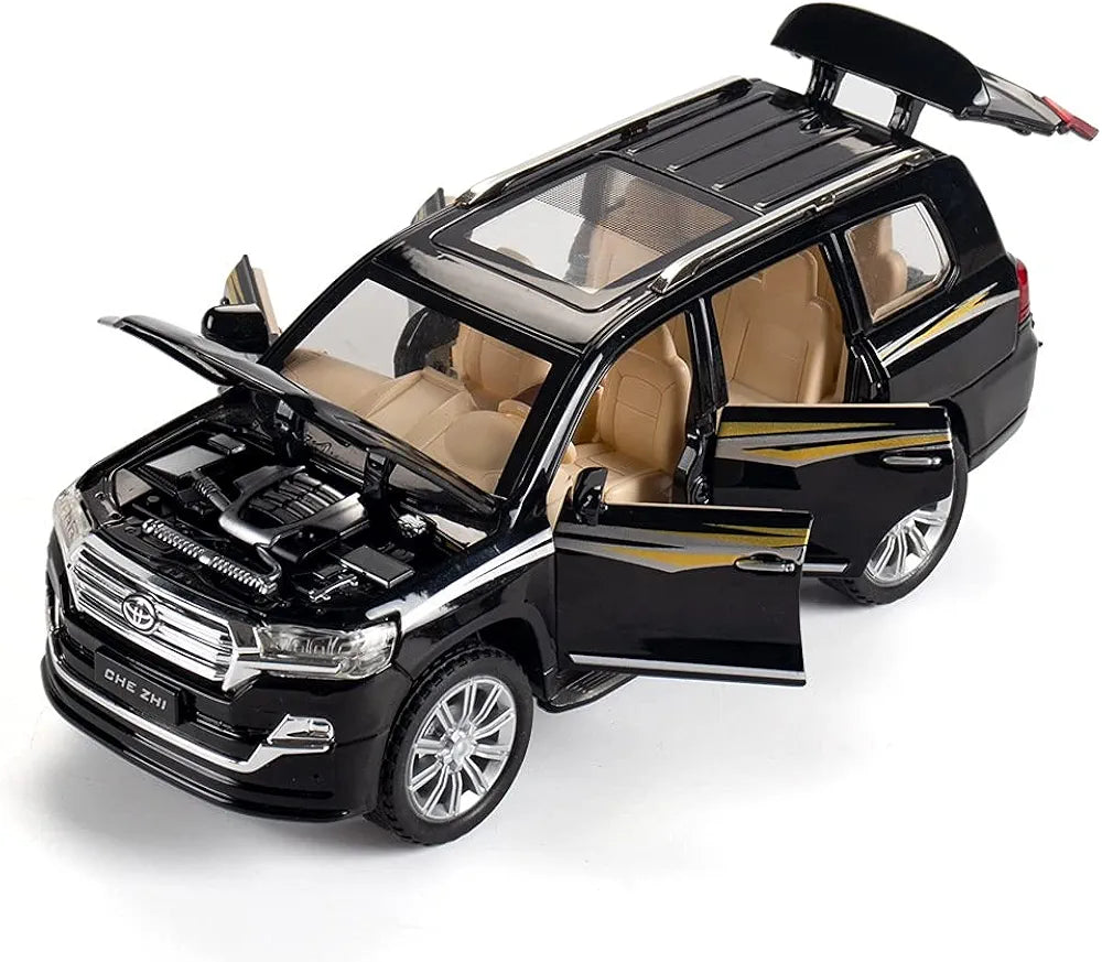 Land Cruiser Model Car with Lights and Sounds Big Diecast Metal Car Toys for 3 Years above Old Boys Collectible Pull Back Cars for Kids Birthday Gifts