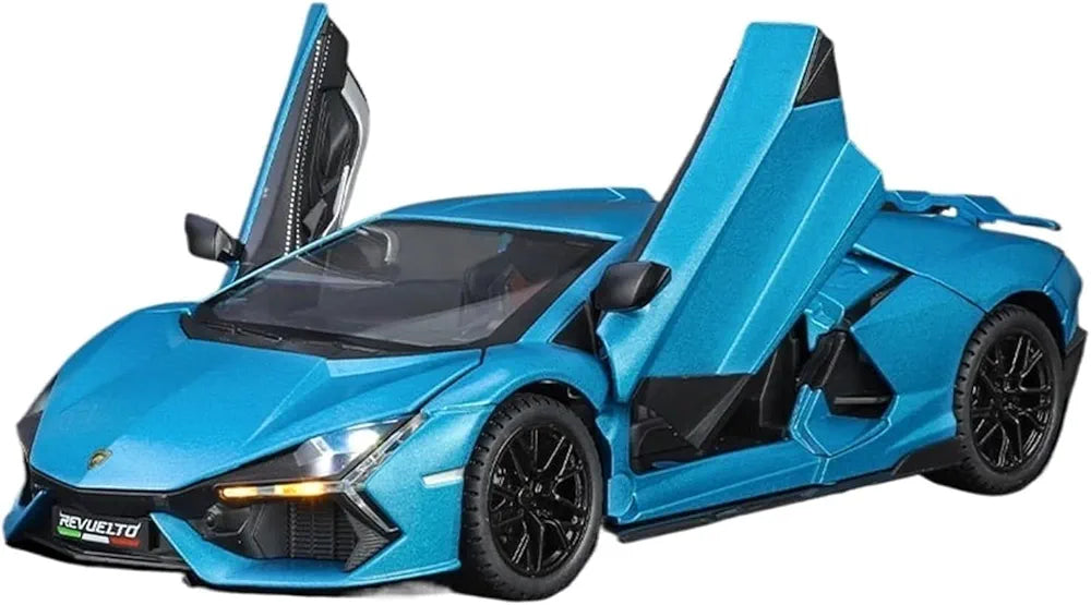 Lamborghini Revuelto Diecast Model Car Pull Back Acousto-Optic Alloy Metal Toy with Realistic Sound & Light Effects