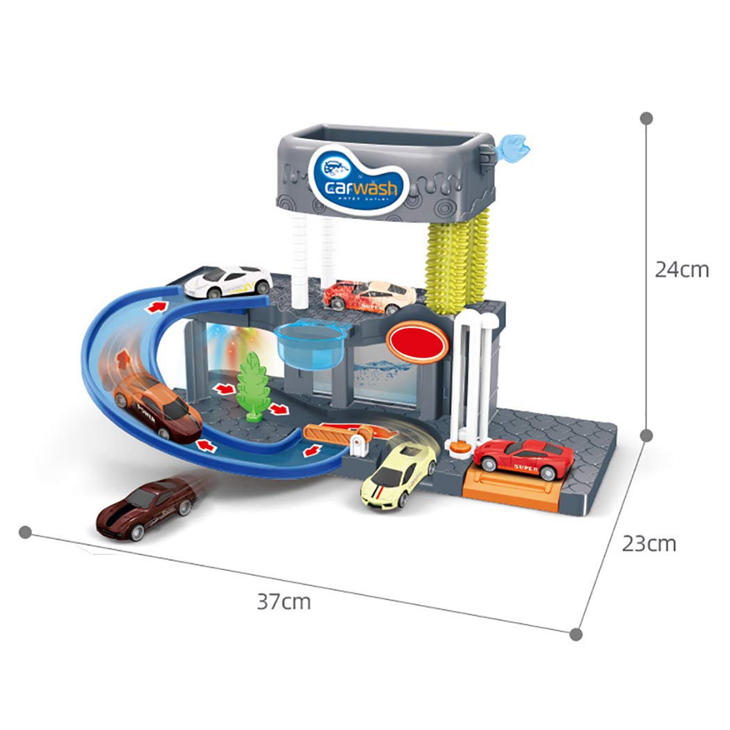 Car Wash & Parking Garage Toy Set Color Changing Race Cars
