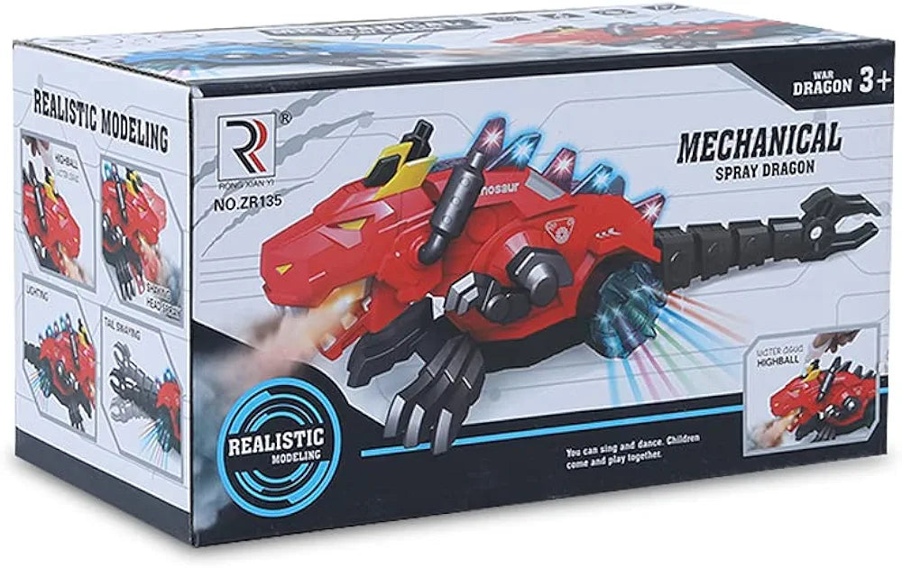 Little Laugh Realistic Design Mechanical Robotic Dragon Toy Walking Dragon Dinosaur Toy Fire Breathing Water Spray Mist with Red Light Function and Realistic Sound Assorted Color