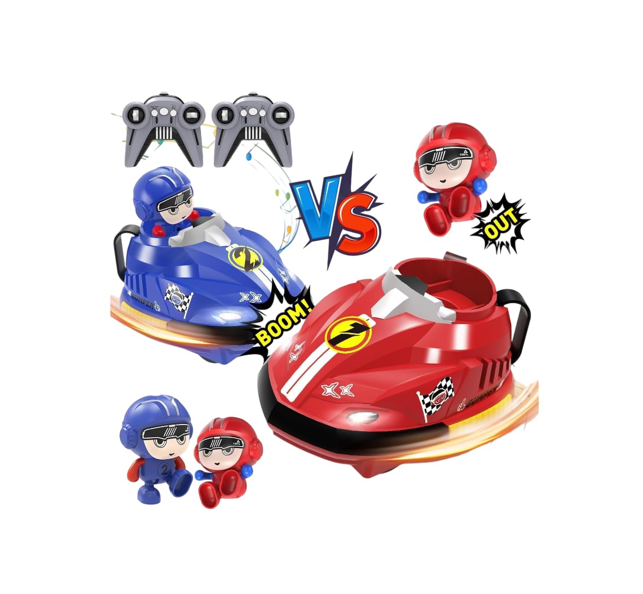 Two player RC Bumper Car 360° Spin, LED Lights, Durable Design
